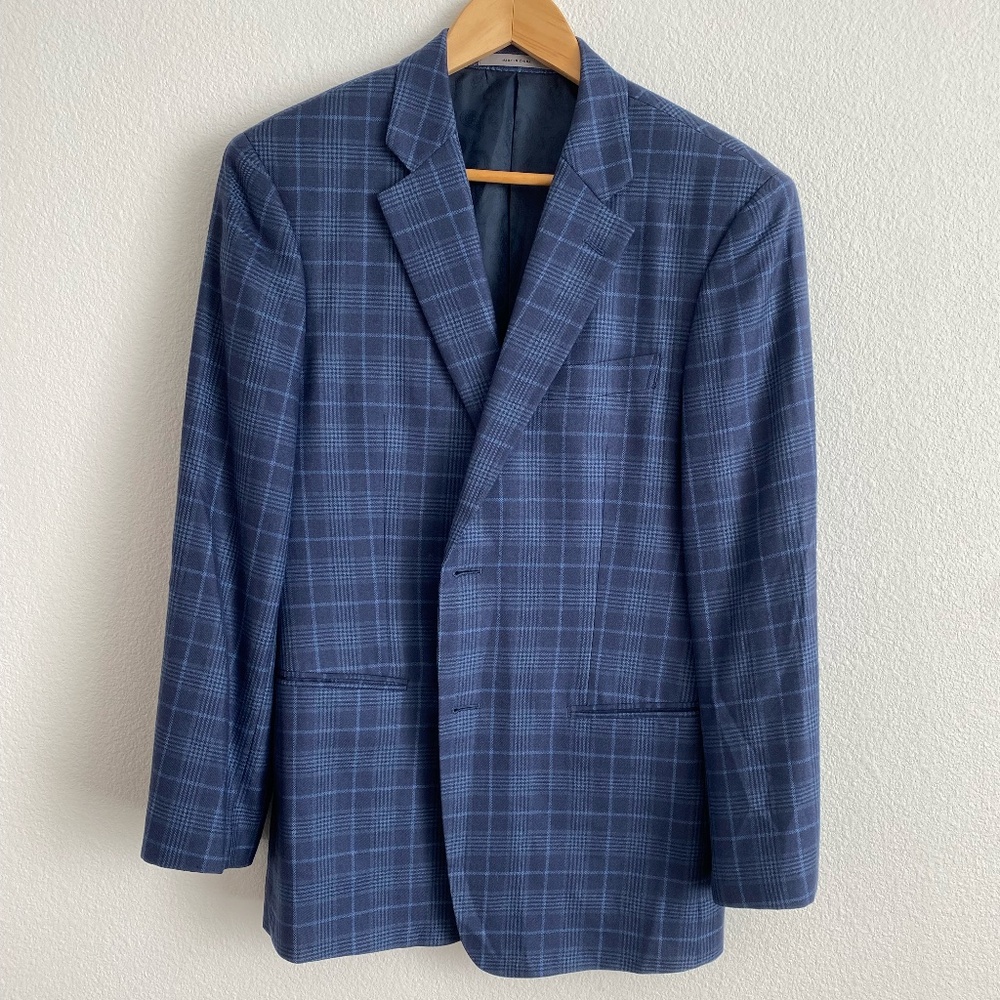 Nordstrom Signature Men's Cashemere Silk Mazara Plaid Blaizer - 40R